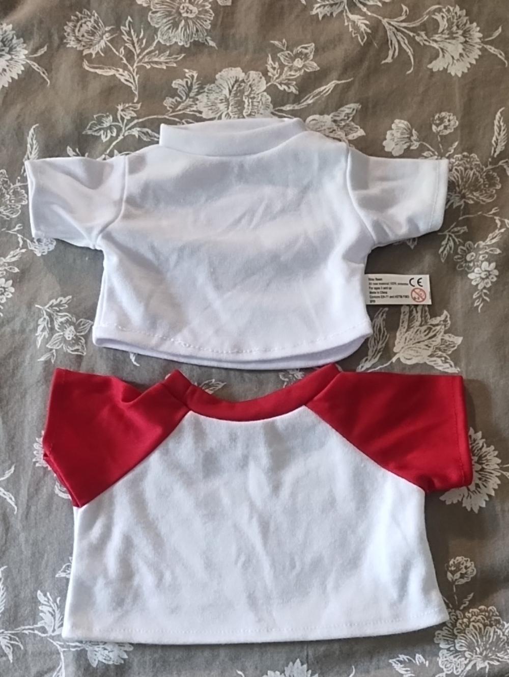 Small Dog White Tee with Red Raglan Sleeves - Classic Pet Shirt